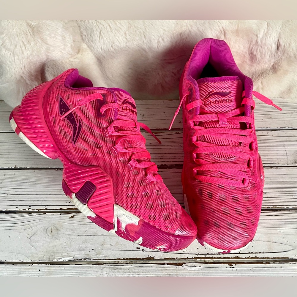 Size 15M Li-Ning  Basketball Shoes Hot pink
